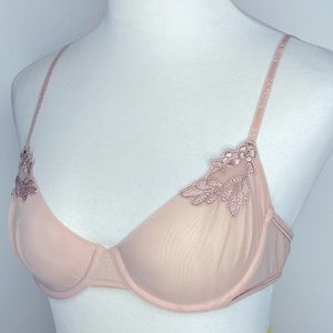 NEW LA PERLA Balconette Bra in sand stretch tulle
